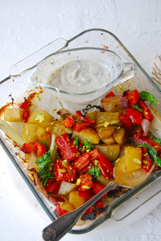 Roasted Vegetables with vegan cashew cream