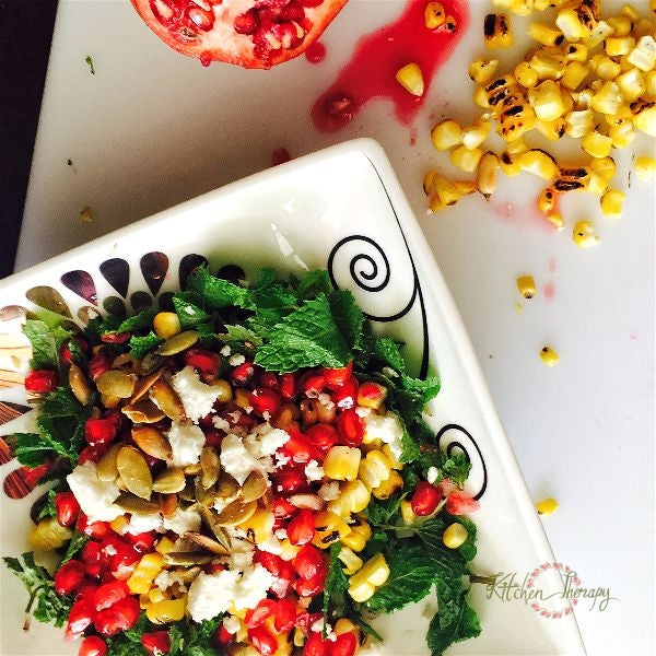 Grilled Corn + Pomegranate Salad