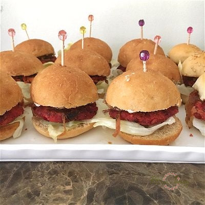Leftover Mini Burgers with Caramelized Onions + Feta