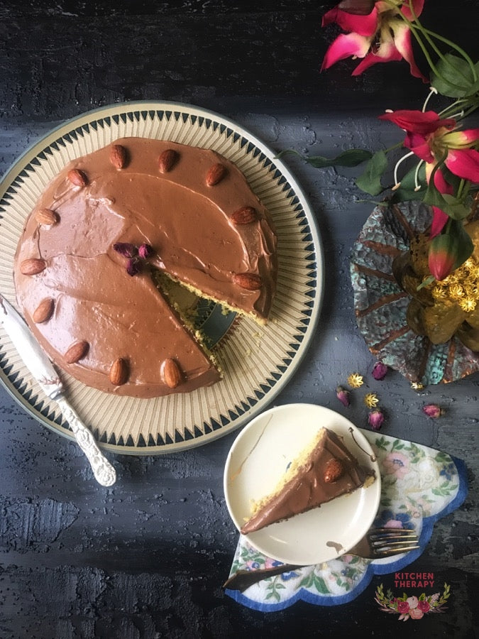 Kashmiri Kahwa Cake + Cardamom Choco Frosting