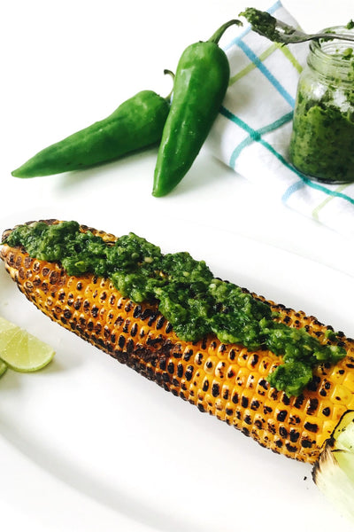 Jalapeno + Coriander Sauce with Grilled Corn