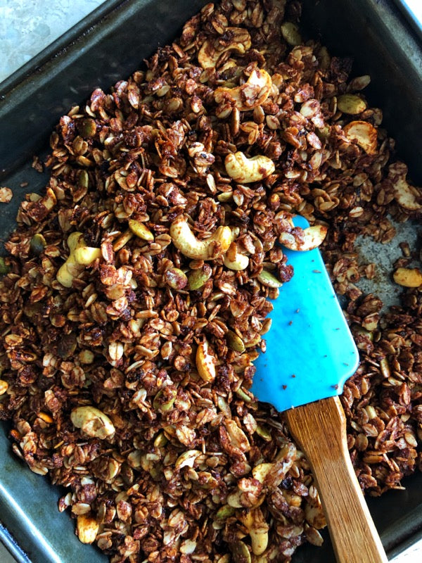 Jaggery, coconut + chocolate granola {gluten free, vegan}
