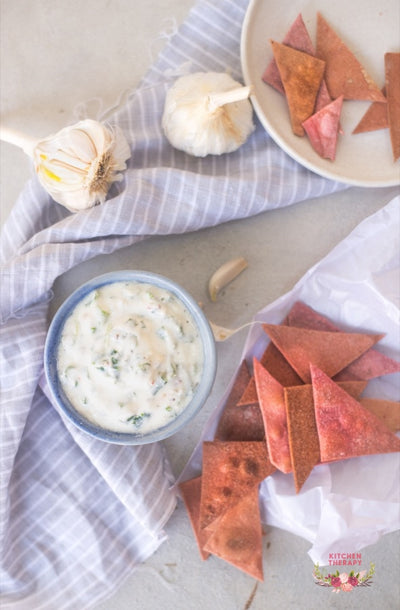 Spring Onion Dip with Beetroot Lavash