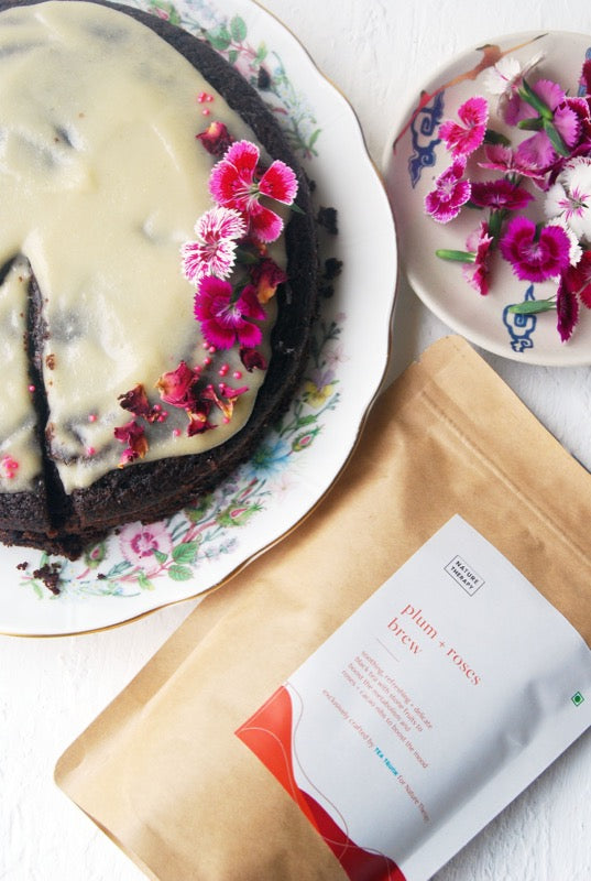 Plum + Roses Chocolate Cake {vegan}