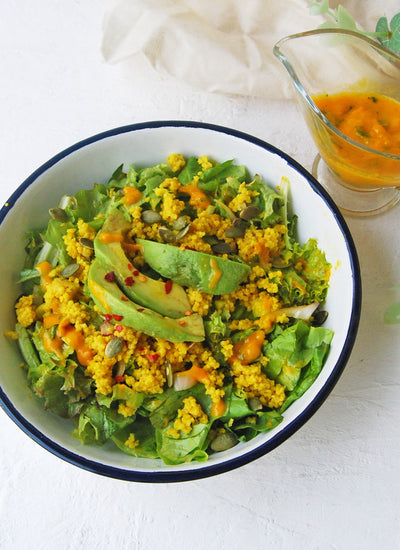 Turmeric Millet Salad with Mango Dressing {gluten free}