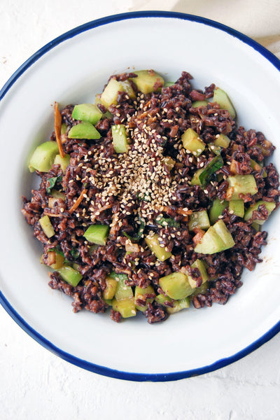 Wild Black Rice Salad with Tahini Soya