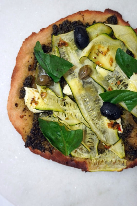 Zucchini Pesto Flatbread {whole wheat}
