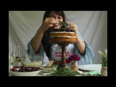 Rosemary Infused Vanilla Cake with Mascarpone Frosting & Cherries | Kitchen Therapy by Kamini Patel