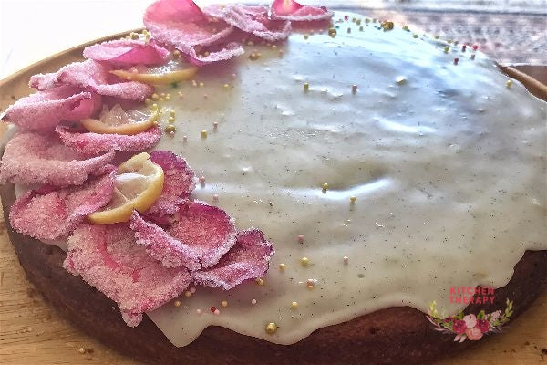 Lemon Cake with Sugared Roses